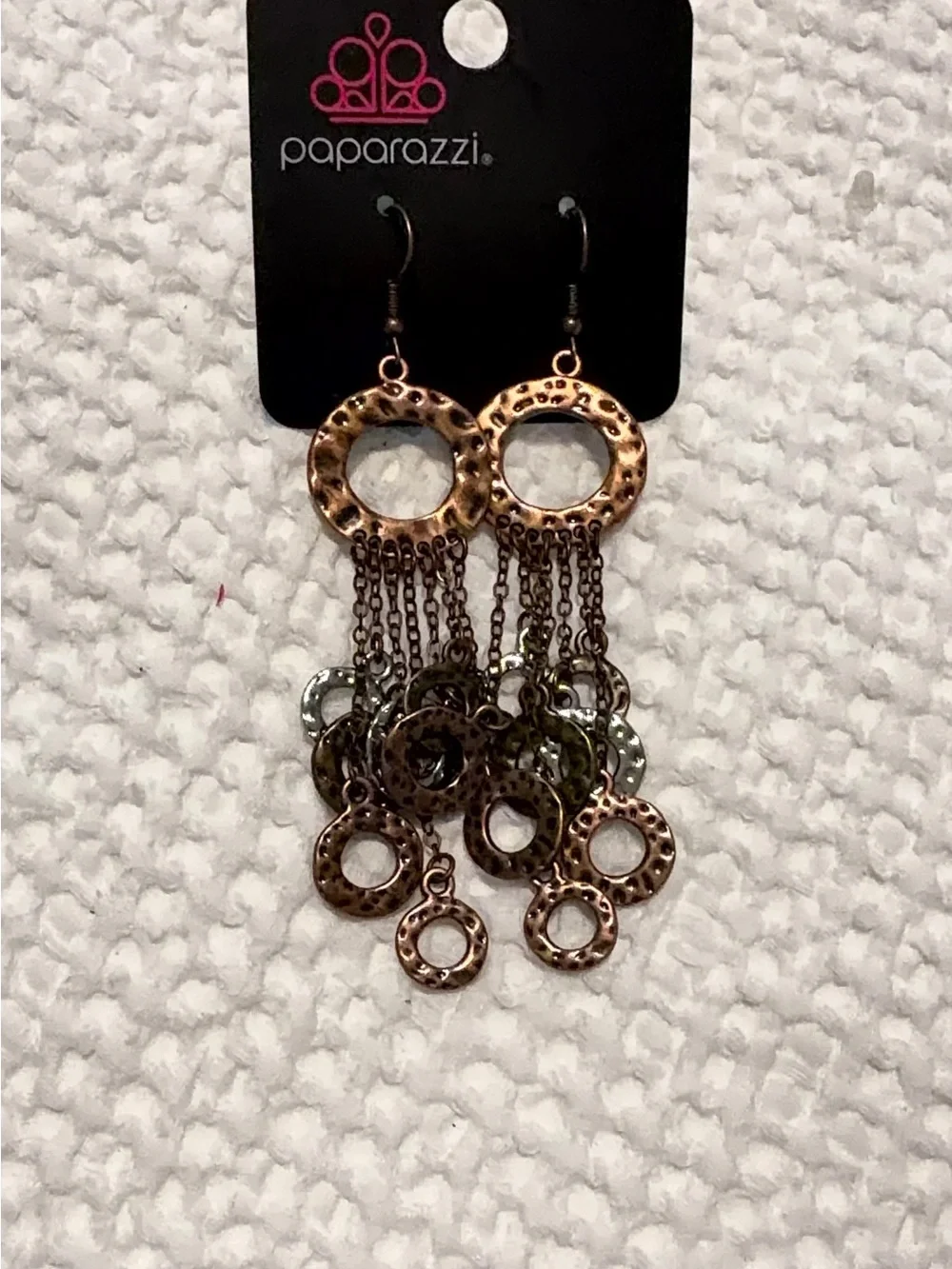 paparazzi Copper and Silver Layered Circle Fringe Earrings